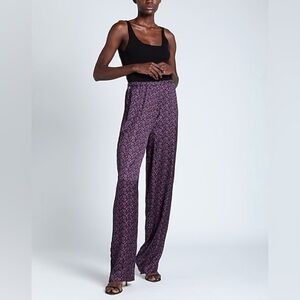 Manila Grace wide leg satin pull on trousers pants red purple pattern NWT size 8
